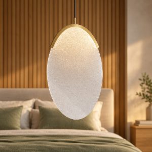 Lampadario a sospensione design moderna oro per camera da letto led 15w 3000k
