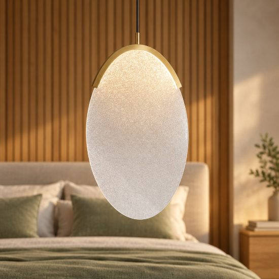 Lampadario a sospensione design moderna oro per camera da letto led 15w 3000k