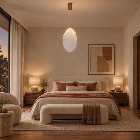 Lampadario a sospensione design moderna oro per camera da letto led 15w 3000k