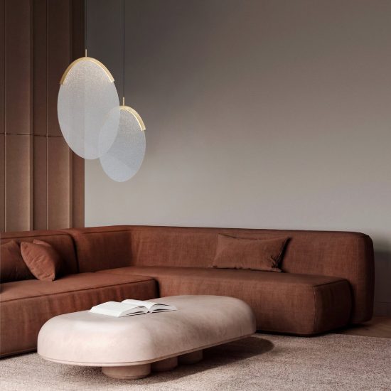 Lampadario a sospensione design moderna oro per camera da letto led 15w 3000k