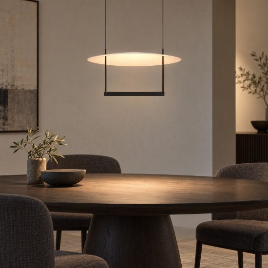 Lampadario design moderno per tavolo sala da pranzo nero a sospensione led 23w 3000k dimmerabile
