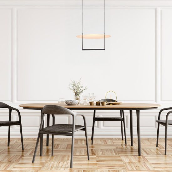 Lampadario design moderno per tavolo sala da pranzo nero a sospensione led 23w 3000k dimmerabile