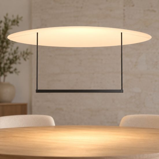 Lampadario design moderno per tavolo sala da pranzo nero a sospensione led 30w 3000k dimmerabile