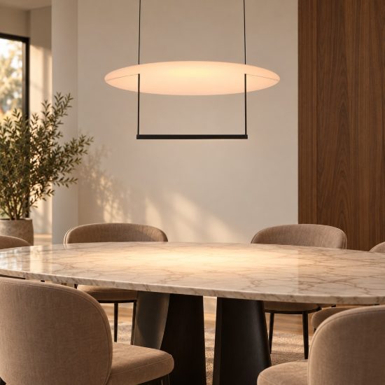 Lampadario design moderno per tavolo sala da pranzo nero a sospensione led 30w 3000k dimmerabile