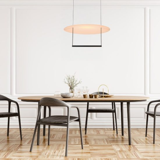 Lampadario design moderno per tavolo sala da pranzo nero a sospensione led 30w 3000k dimmerabile