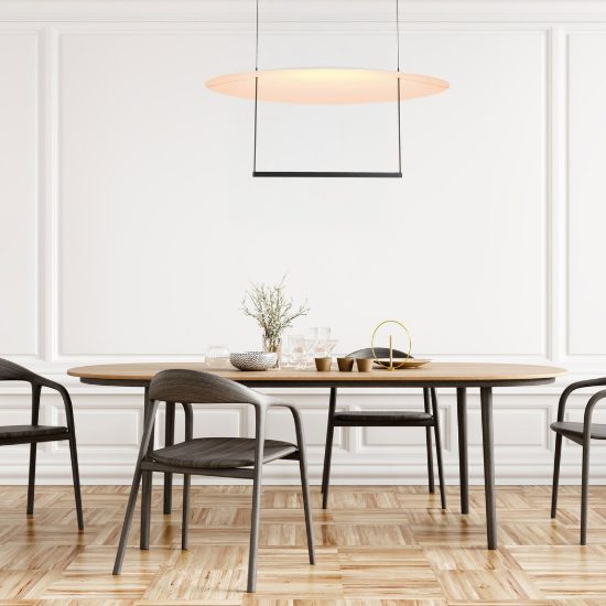 Lampadario design moderno per tavolo sala da pranzo nero a sospensione led 39w 3000k dimmerabile