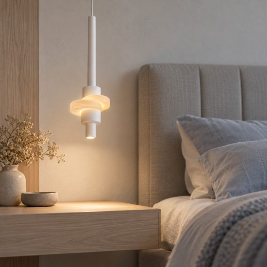 Lampada a sospensione design moderna per comodini camera da letto led 7w 3000k bianca