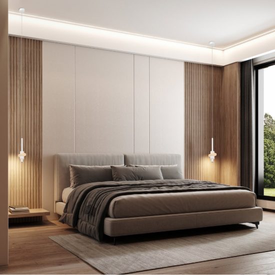 Lampada a sospensione design moderna per comodini camera da letto led 7w 3000k bianca