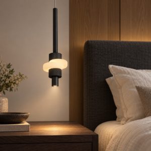 Lampada per comodino camera da letto nera a sospensione led 7w 3000k