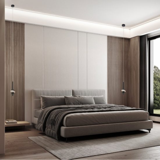 Lampada per comodino camera da letto nera a sospensione led 7w 3000k