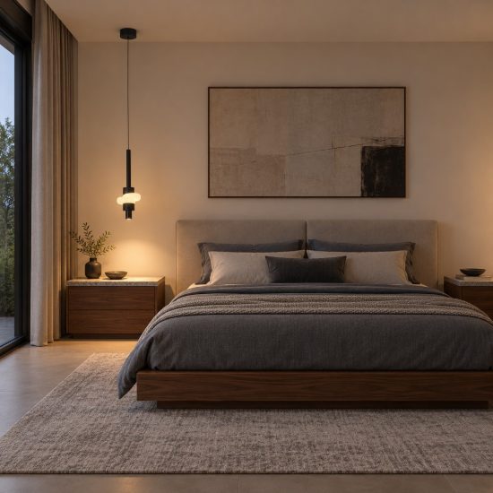 Lampada per comodino camera da letto nera a sospensione led 7w 3000k