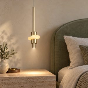 Lampada a sospensione oro per comodino camera da letto led 7w 3000k
