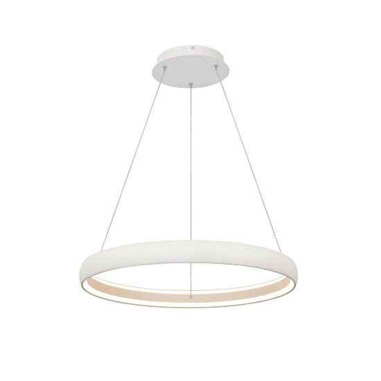 Lampadario a sospensione led 42w 3000k dimmerabile anello bianco per soggiorno