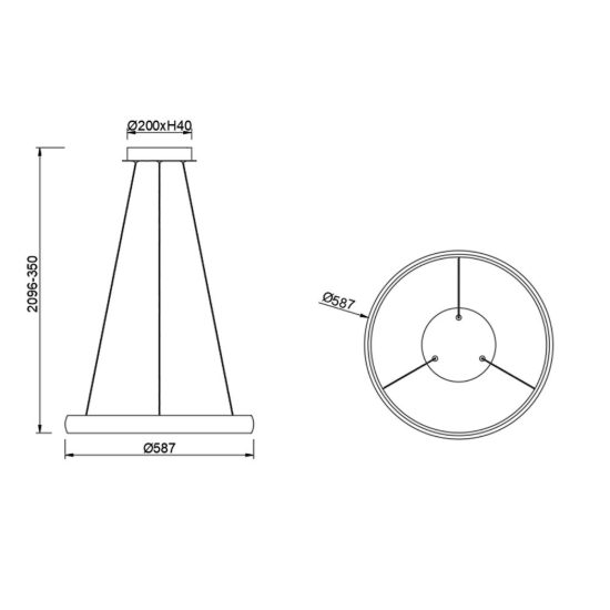 Lampadario a sospensione led 42w 3000k dimmerabile anello bianco per soggiorno