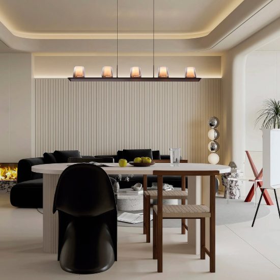 Lampadario a sospensione led 55w 3000k dimmerabile lineare cenere in vetro per soggiorno