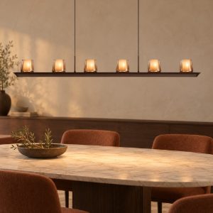 Lampadario a sospensione led 62w 3000k dimmerabile lineare cenere di vetro per soggiorno