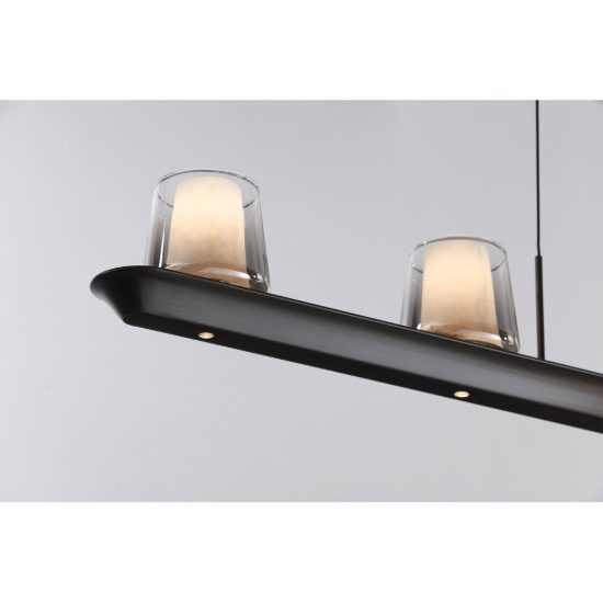 Lampadario a sospensione led 62w 3000k dimmerabile lineare cenere di vetro per soggiorno