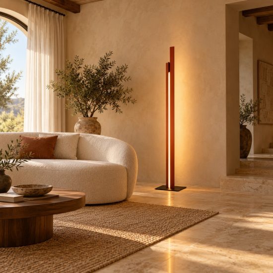 Lampada da terra per salotto moderno oro rosa led 48w 3000k piantana dimmerabile
