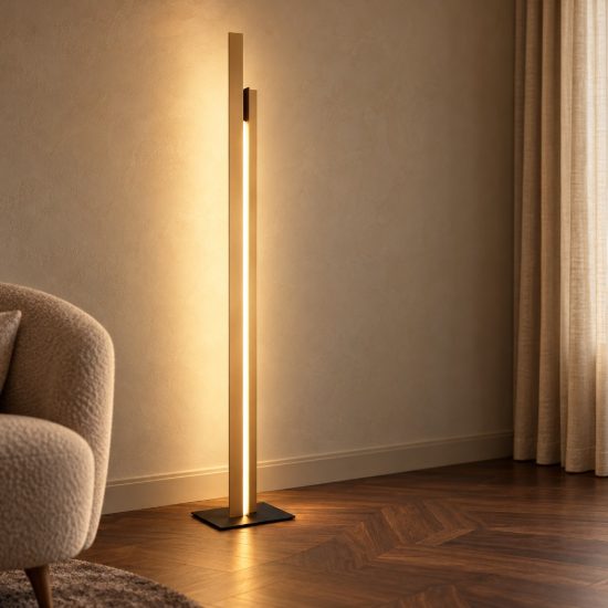 Piantana design led 48w 3000k dimmerabile ottone per soggiorno moderno