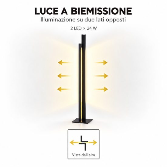 Piantana design led 48w 3000k dimmerabile ottone per soggiorno moderno