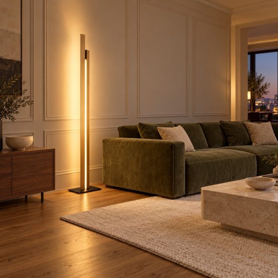Piantana design led 48w 3000k dimmerabile ottone per soggiorno moderno