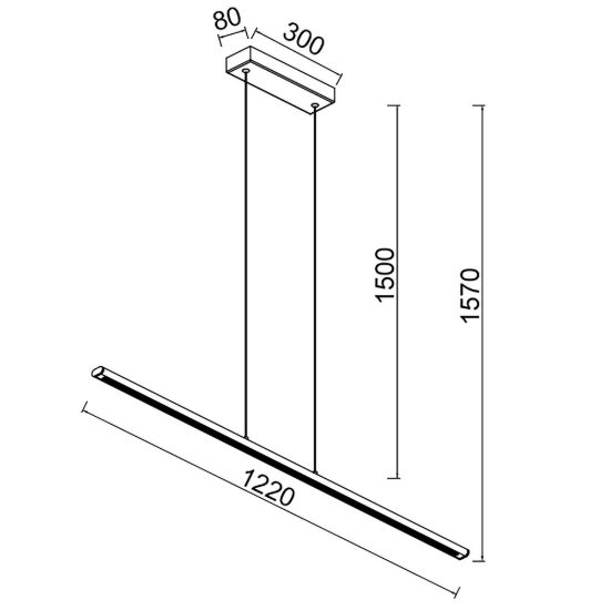 Lampadario lineare per salotto nero a sospensione led 38w 3000k moderno