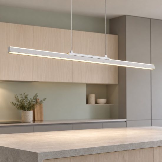 Lampadario a sospensione led 36w 3000k lineare bianco per isola cucina