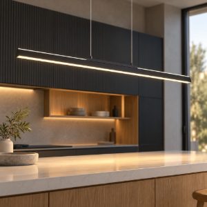 Lampadario lineare per isola cucina nero a sospensione led 36w 3000k