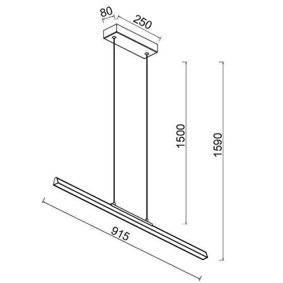 Lampadario lineare a sospensione oro per isola cucina led 36w 3000k