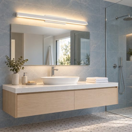 Applique biemissione per specchio da bagno led 22w 3000k 62cm bianca