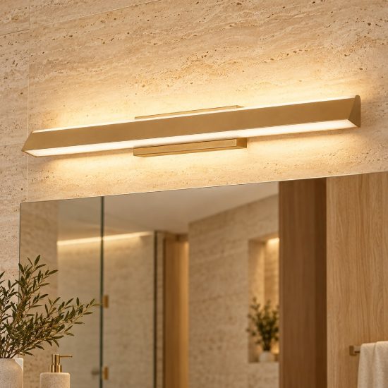 Applique biemissione per specchi da bagno oro led 22w 3000k 62cm