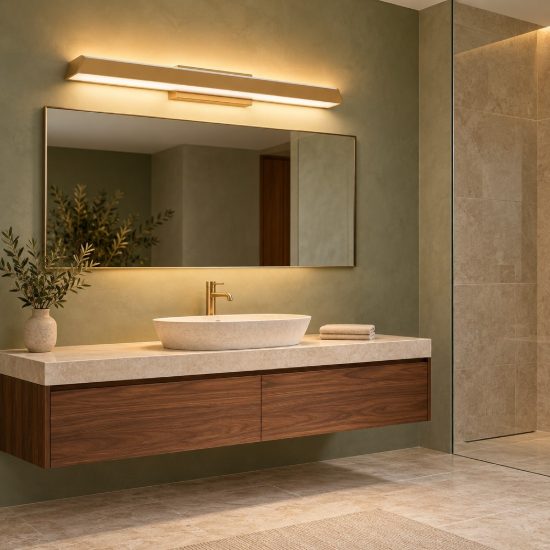 Applique biemissione per specchi da bagno oro led 22w 3000k 62cm