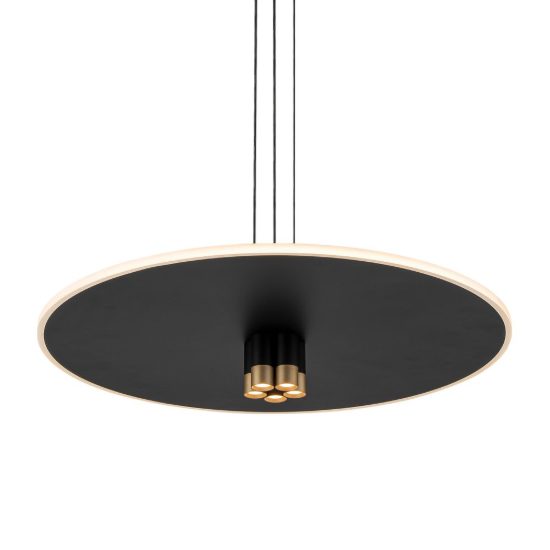 Lampadario a sospensione disco nero oro led 42w 3000k luce mirata e diffusa per sala da pranzo