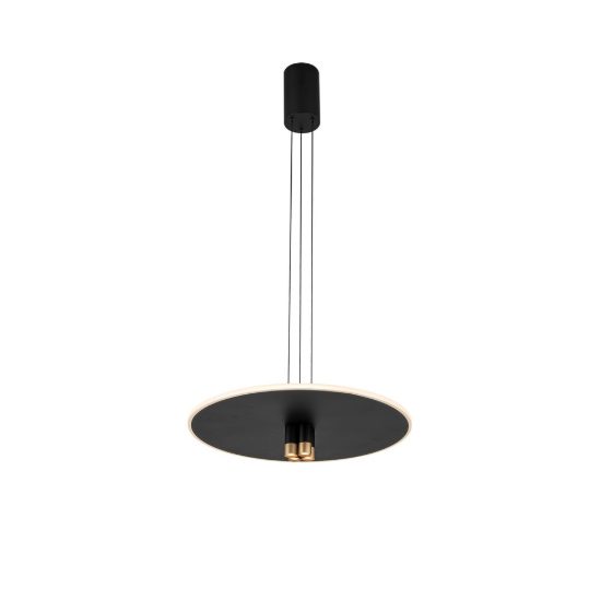 Lampadario a sospensione per tavolo salotto tondo nero oro led 33w 3000k design moderno