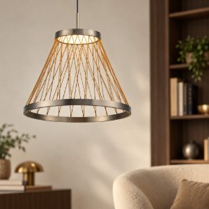 Lampadario cono a sospensione led 20w 3000k grigio per cucina