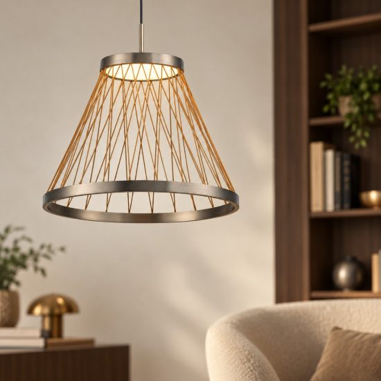 Lampadario cono a sospensione led 20w 3000k grigio per cucina
