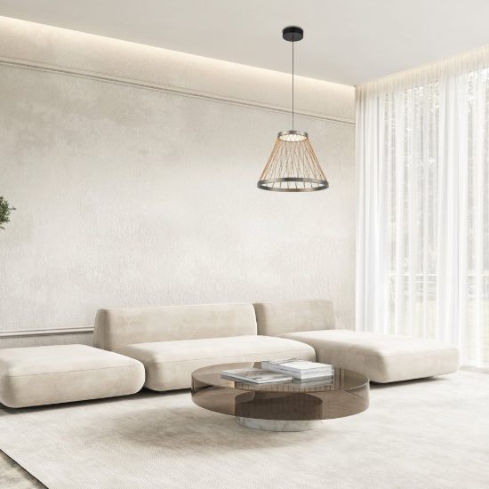 Lampadario cono a sospensione led 20w 3000k grigio per cucina