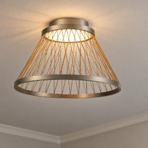 Plafoniera cono led 43w 3000k 50cm grigia design moderna per soggiorno