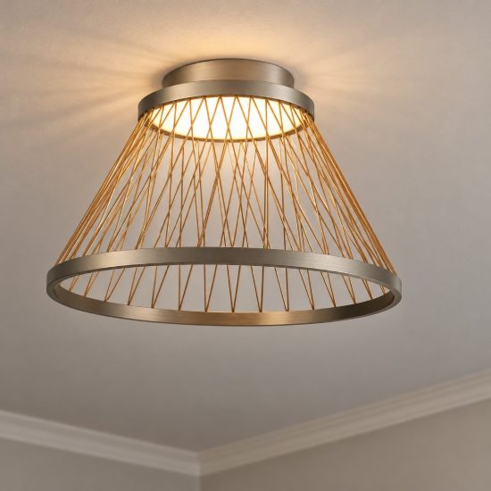 Plafoniera cono led 43w 3000k 50cm grigia design moderna per soggiorno
