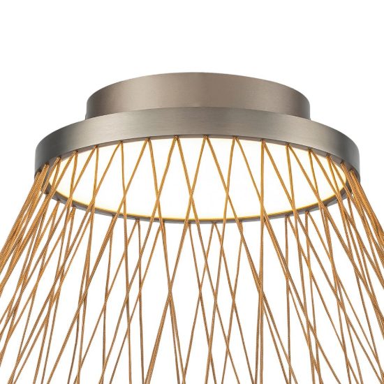 Plafoniera cono led 43w 3000k 50cm grigia design moderna per soggiorno