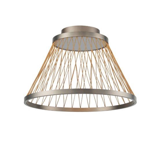 Plafoniera cono led 43w 3000k 50cm grigia design moderna per soggiorno