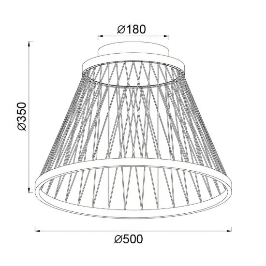 Plafoniera cono led 43w 3000k 50cm grigia design moderna per soggiorno