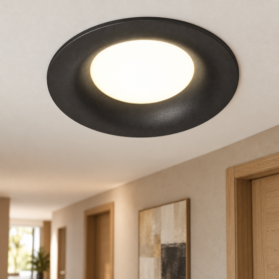 Slim maytoni faretto per cucina tondo nero da incasso gu10