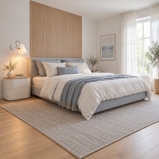 Applique per comodino camera da letto bianca legno con paralume