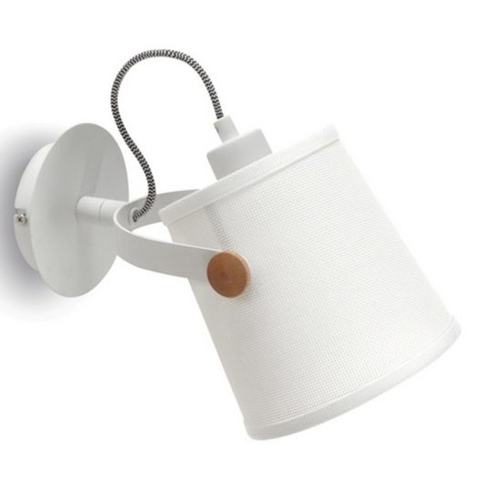 Applique per comodino camera da letto bianca legno con paralume