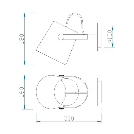Applique nera legno con paralume per comodino camera da letto
