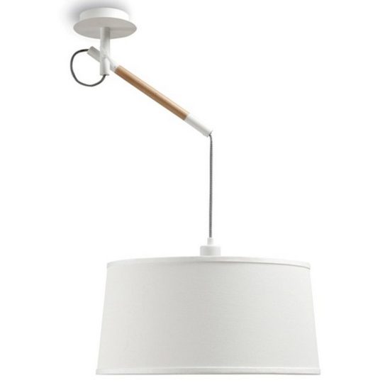 Lampadario braccio orientabile a sospensione bianco legno per tavolo soggiorno