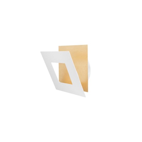 Applique led 12w 3000k 14cm quadrata bianco oro per soggiorno