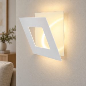 Applique led 18w 3000k 18cm quadrata bianca per soggiorno