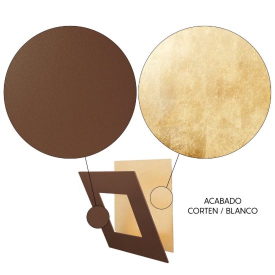 Applique quadrata corten oro per soggiorno led 18w 3000k 18cm